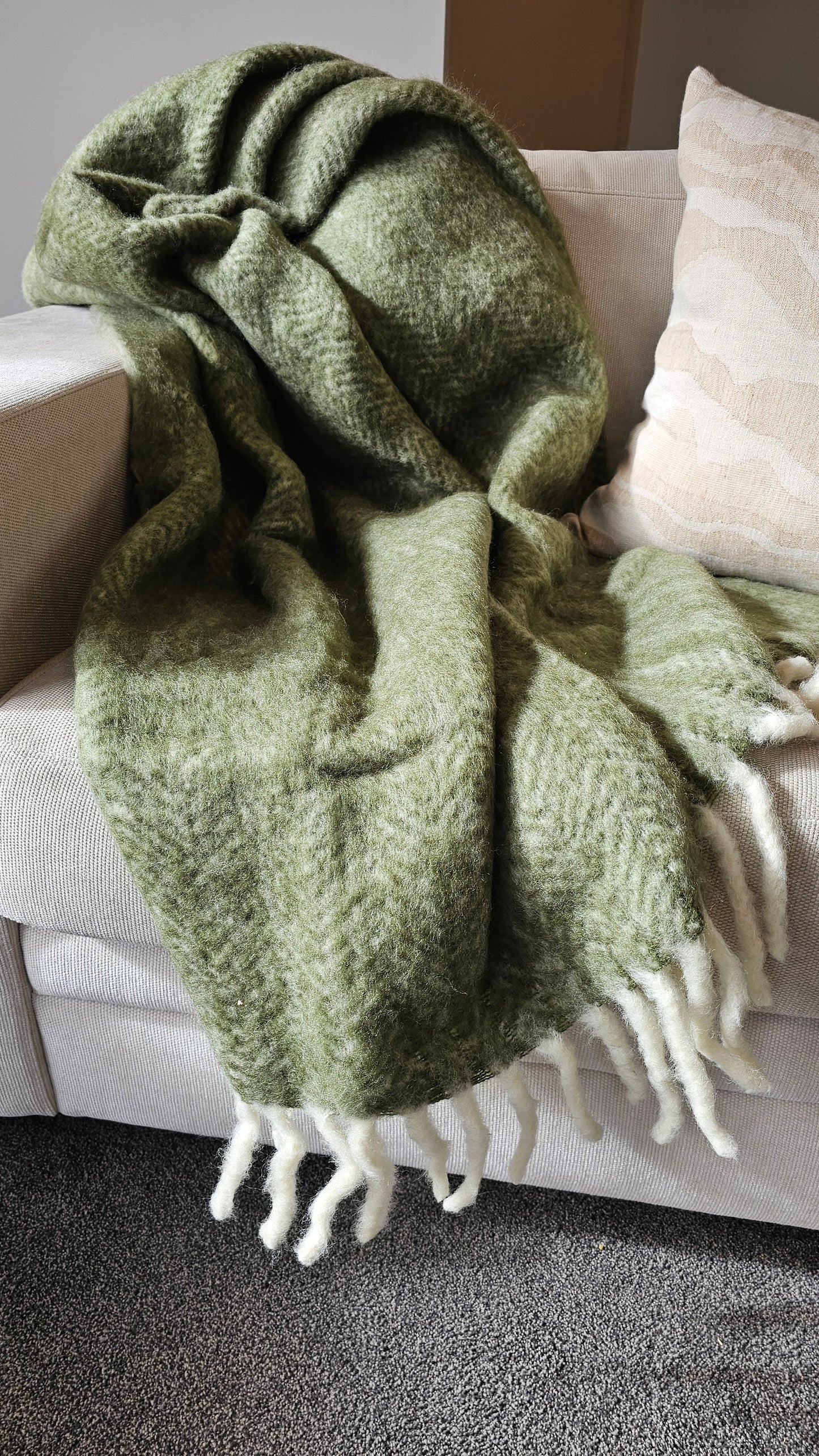 NZ Wool Throw Blanket | Olive - SAVE $100!