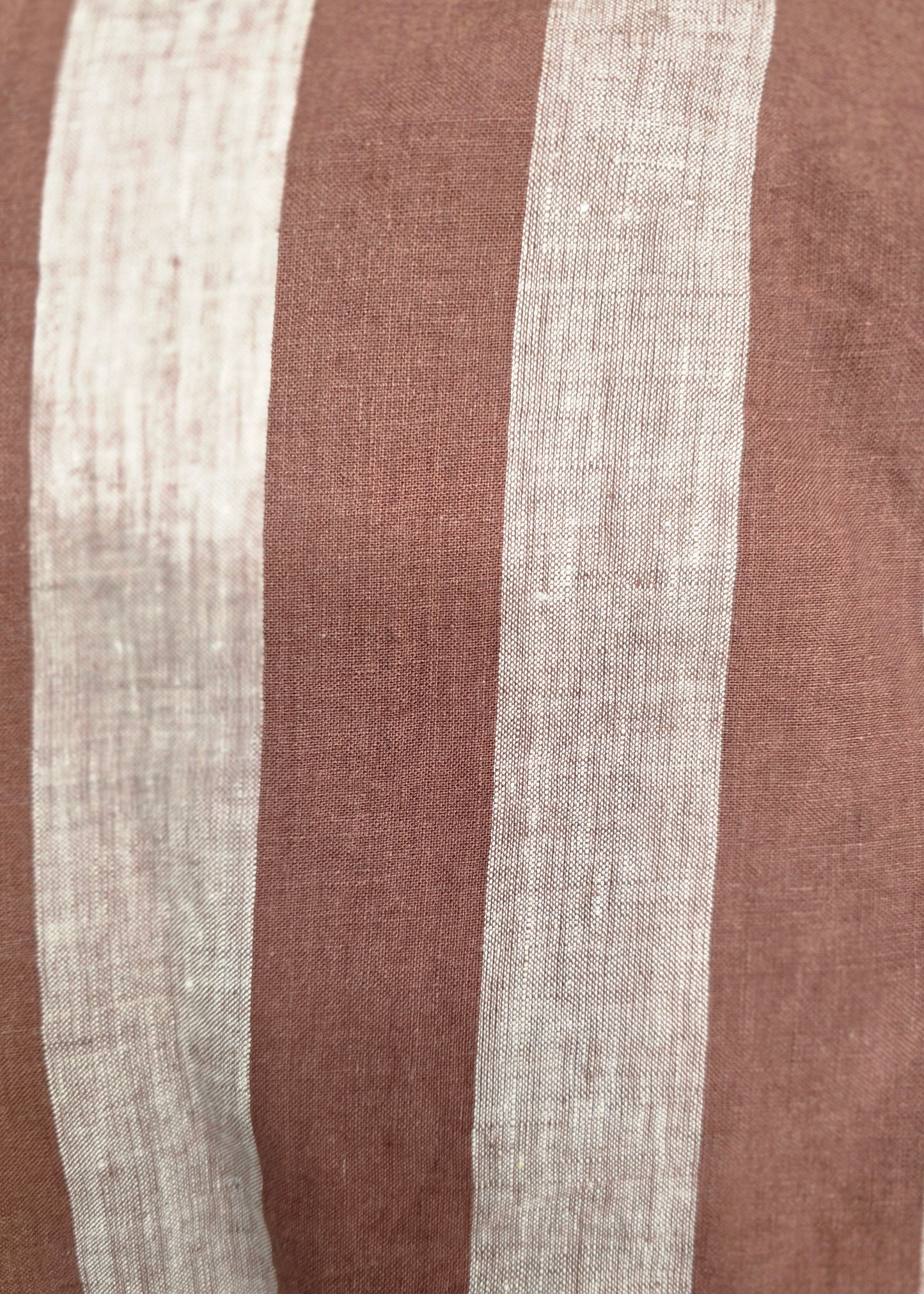 100% Pure Linen Fabric - Burnt Mocha Stripe - 280cm