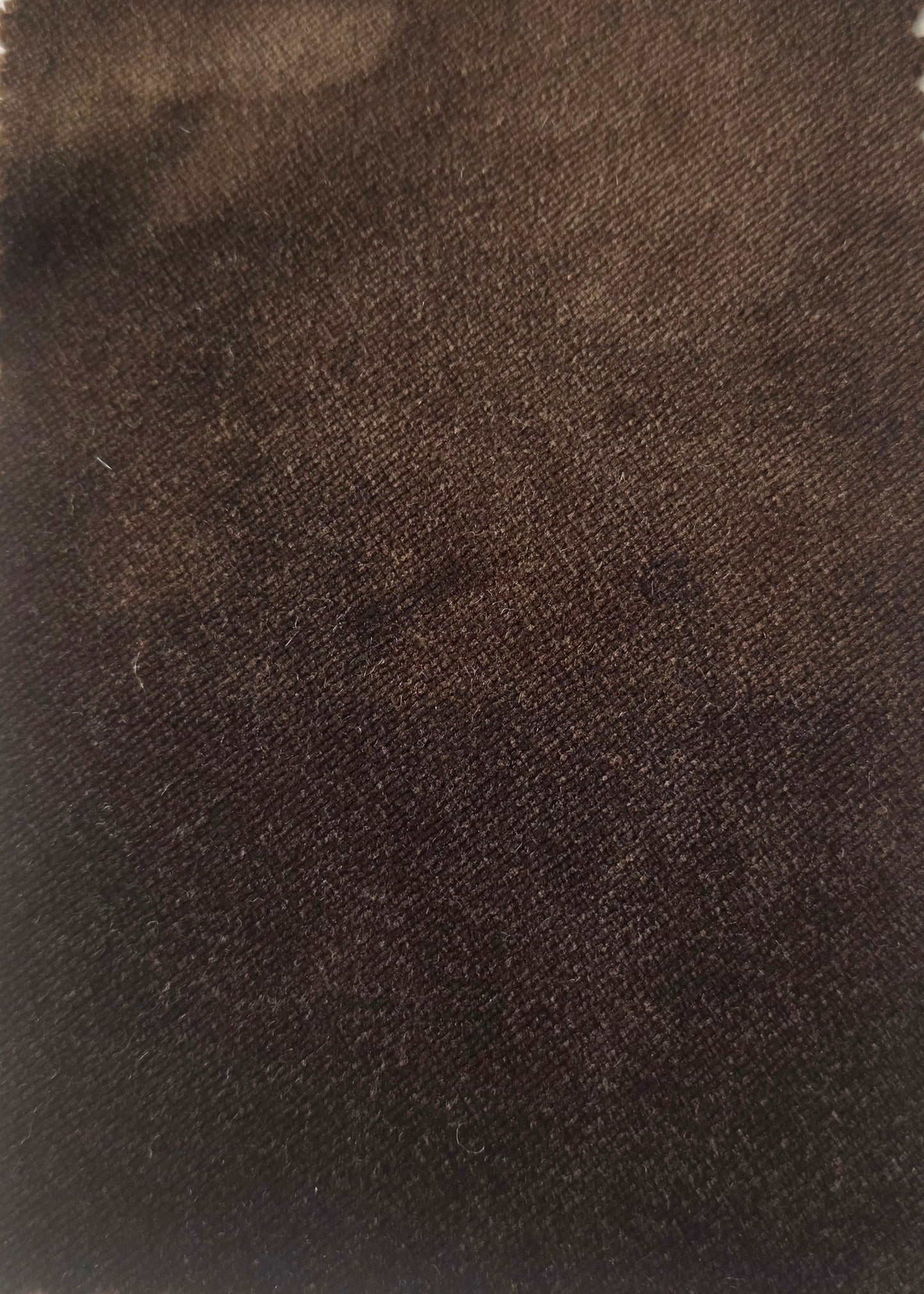 Fabric swatch of dark brown fabric on a white background