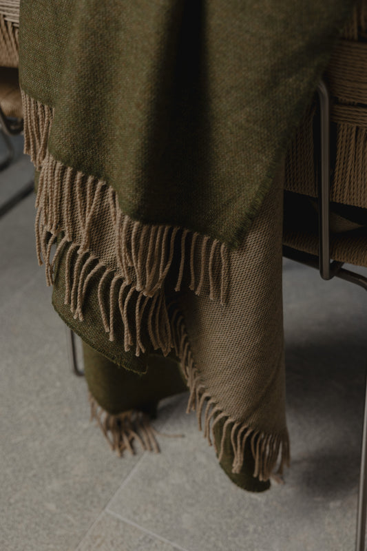 Merino Lambswool Throw - Moss