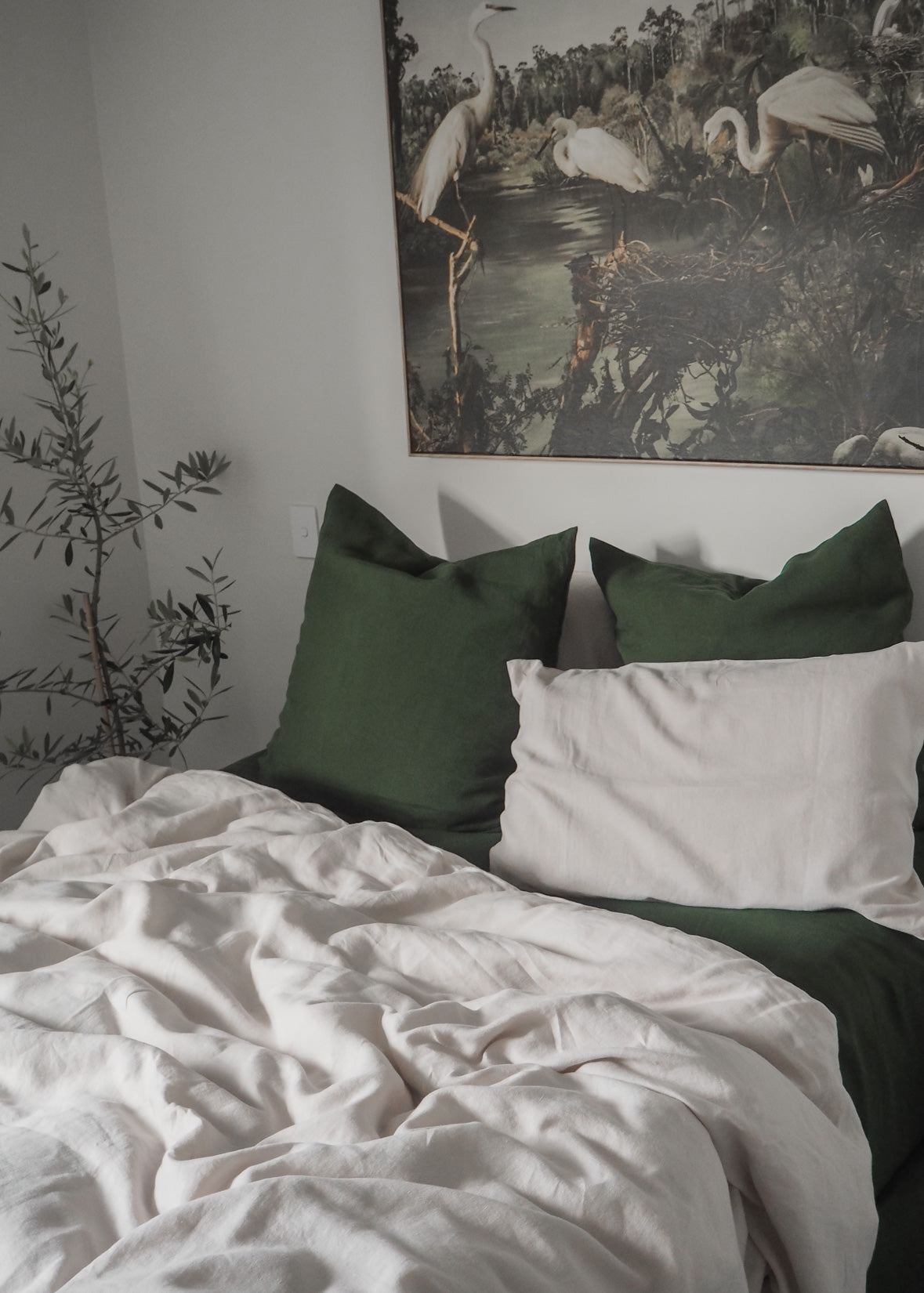 Linen Flat Top Sheet  | Forest Green | Made in Europe