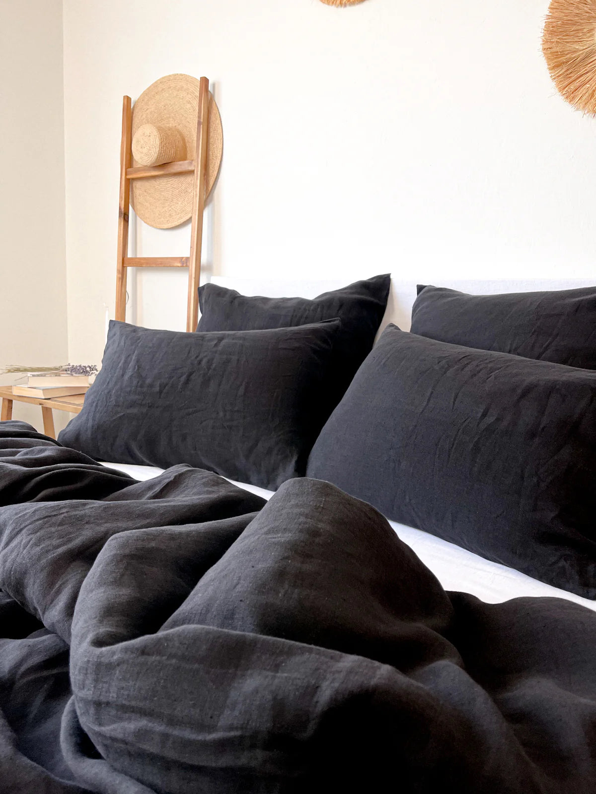 100% Pure Linen Fabric - Black - 280cm