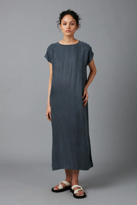 Escape Midi Dress - Steel Blue