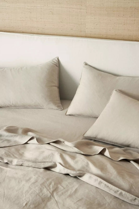 French Flax Linen Duvet Cover || Bone