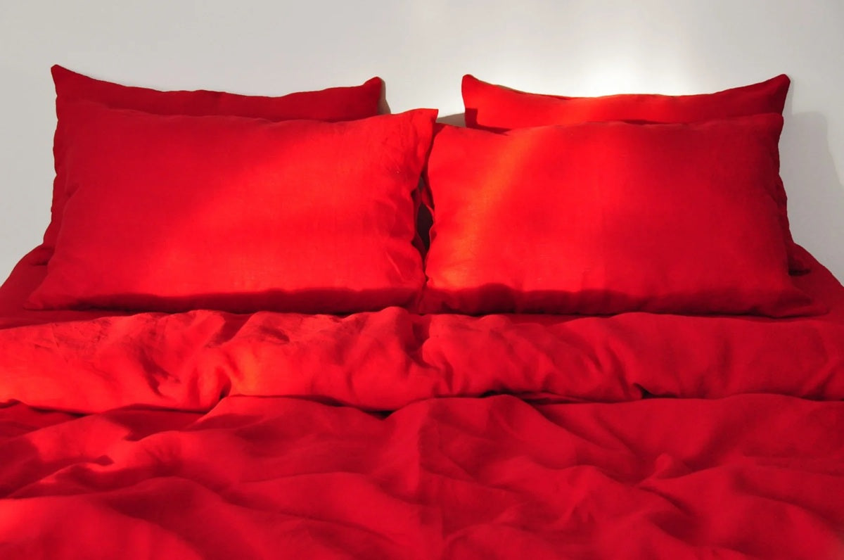 Linen Duvet Cover - Rouge