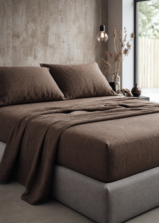 Linen Flat Sheet | Cacao