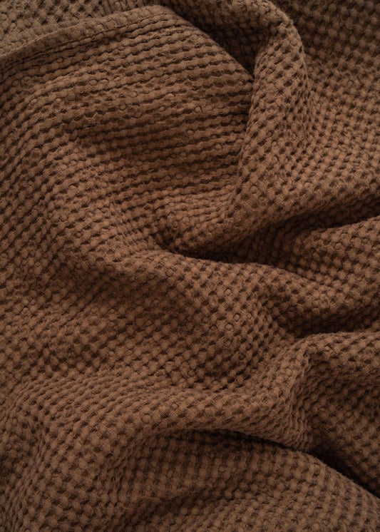 Close-up of brown textured fabric