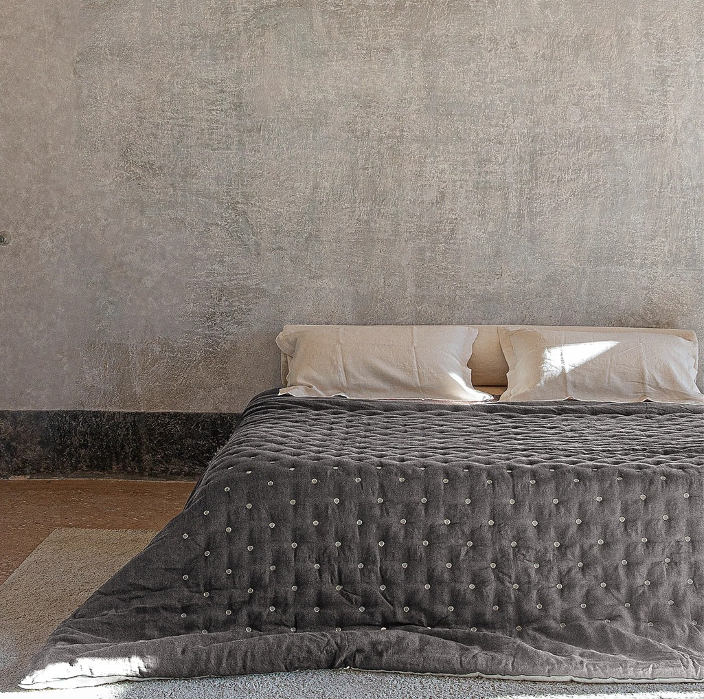 Linen Quilt | Charcoal | Made in Italy