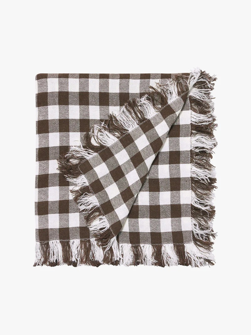 Chocolate Gingham Pure Linen
