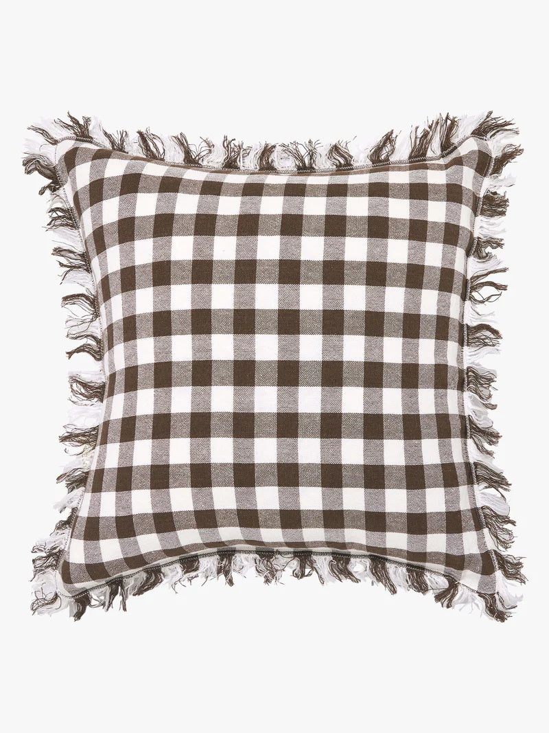 Chocolate Gingham Pure Linen