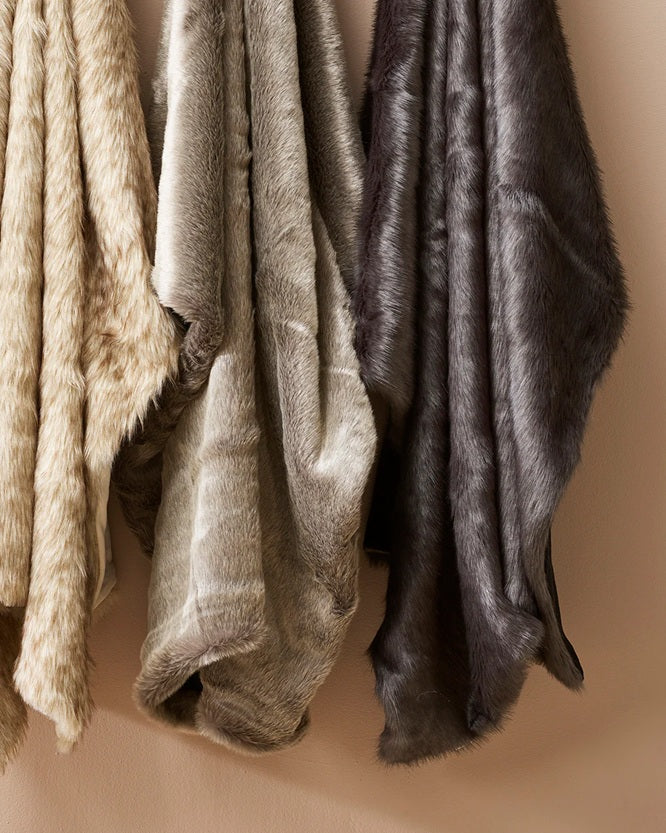Peyton Faux Fur Throw - Coal