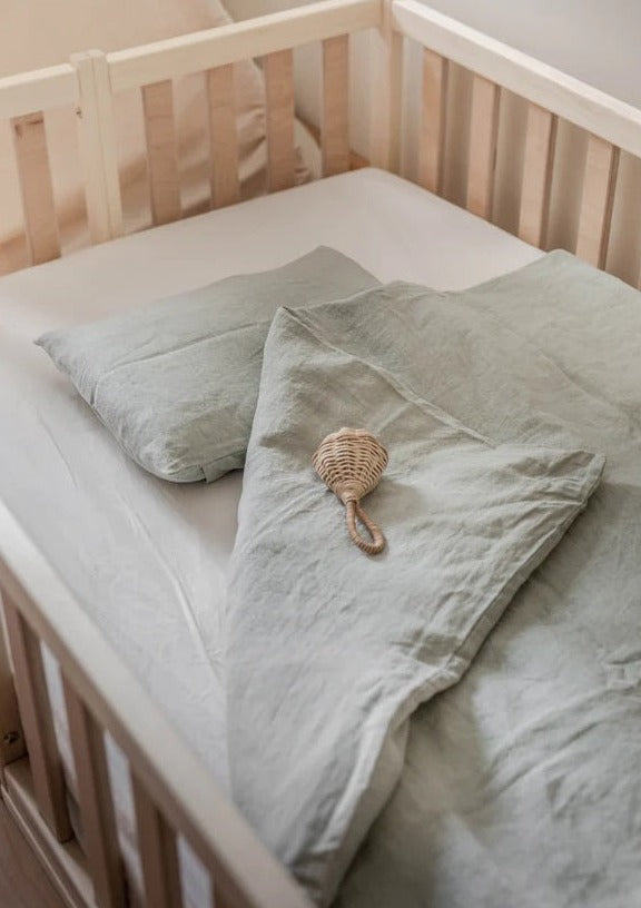 Cot Linen Duvet Set | Sage