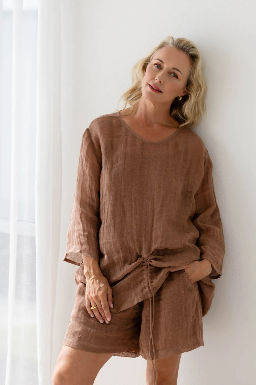 Gauze Linen Shorts | Clay