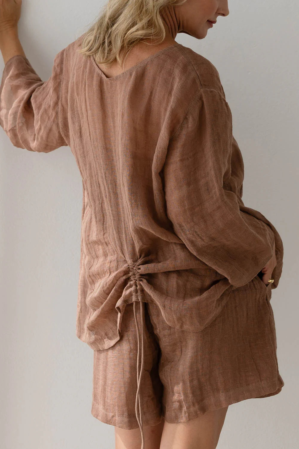 Gauze Linen Shorts | Clay