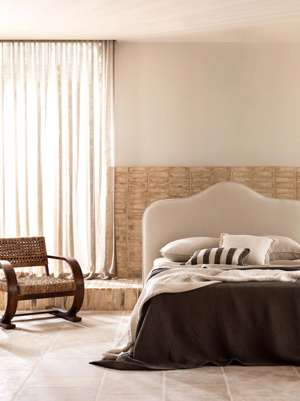 Piped Edge Headboard | Marion Upholstered Bedhead – Natural Linen