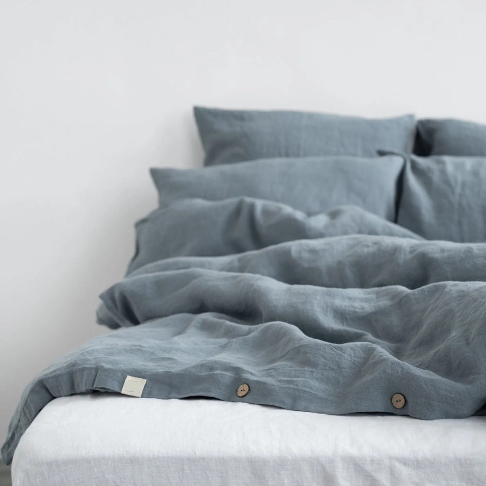Linen Duvet Cover - Fog Blue
