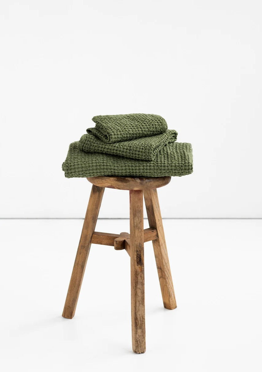 Linen Waffle Towel Set | Forest Green