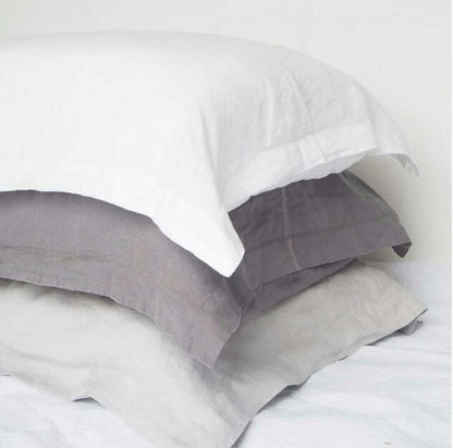 Stonewashed Linen Pillowcases | White | Made in Europe