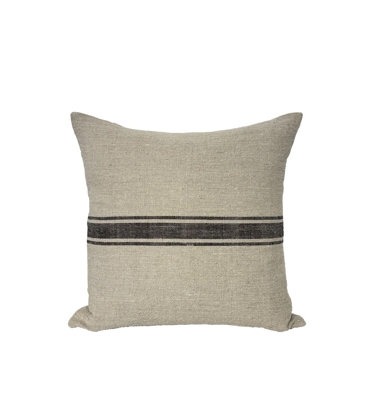 French Stripe Heavy Linen Cushion – Natural