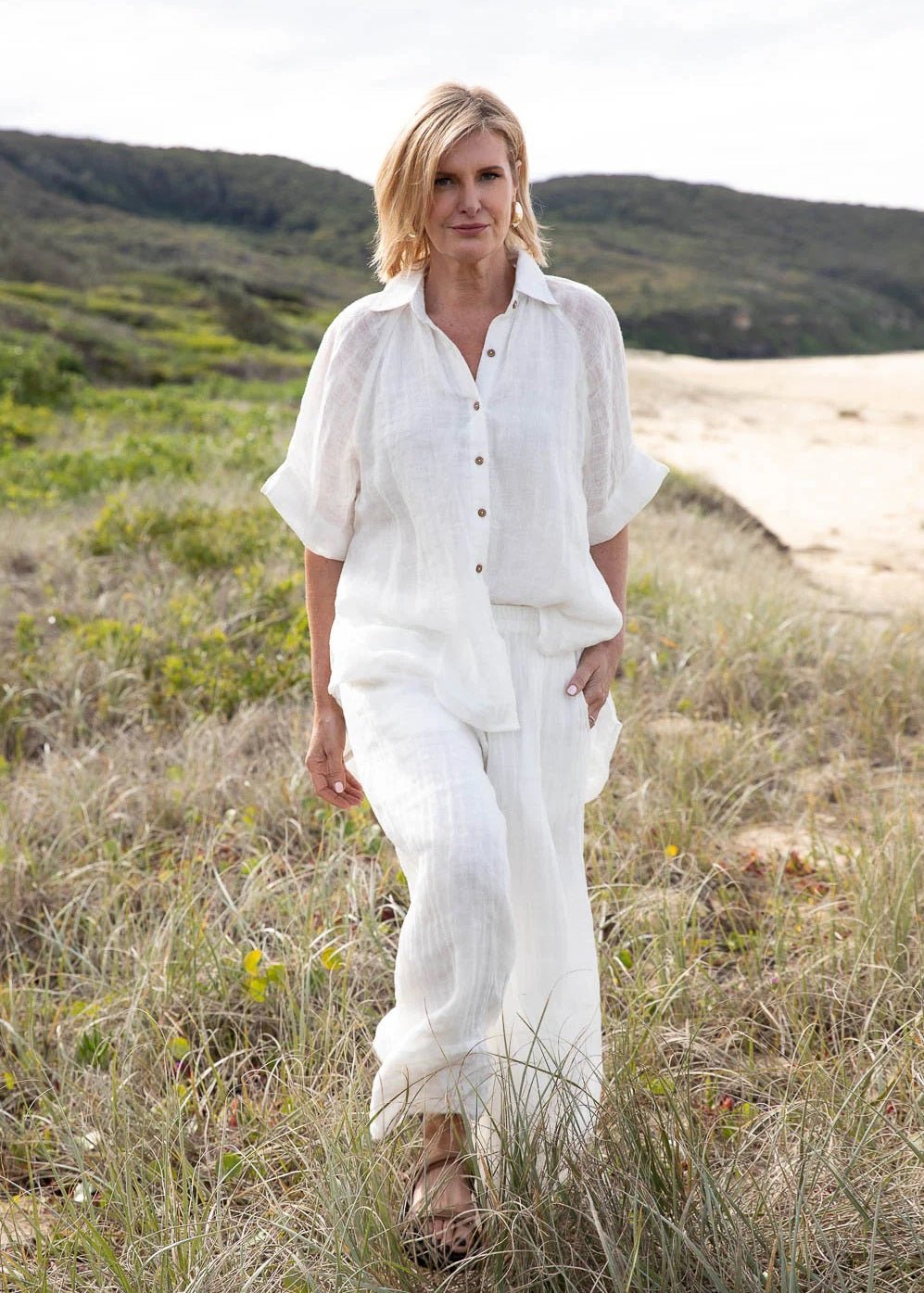 Gauze Linen Shirt White – The Foxes Den - Main Image