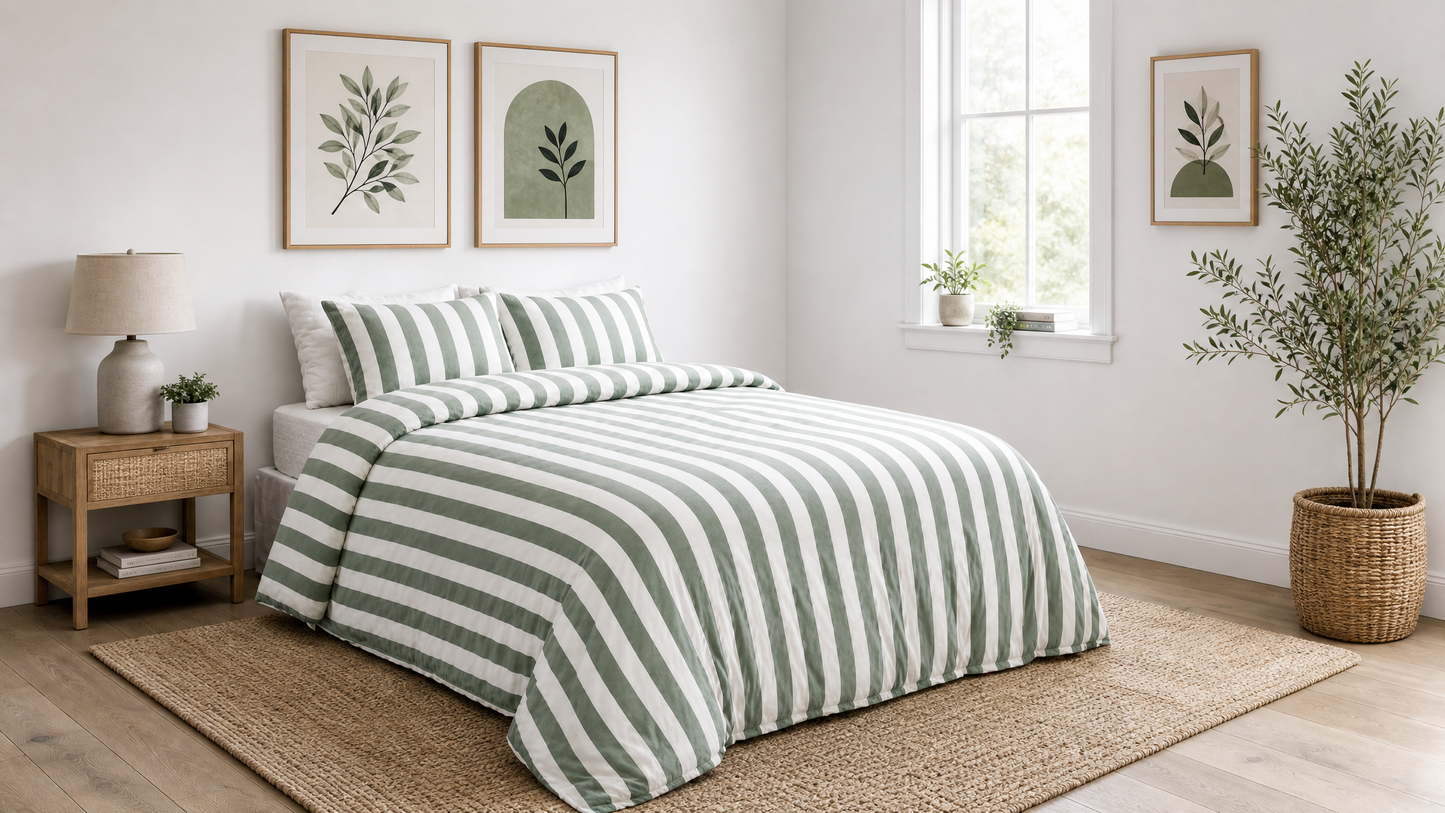 Bari Stripe Comforter - Green