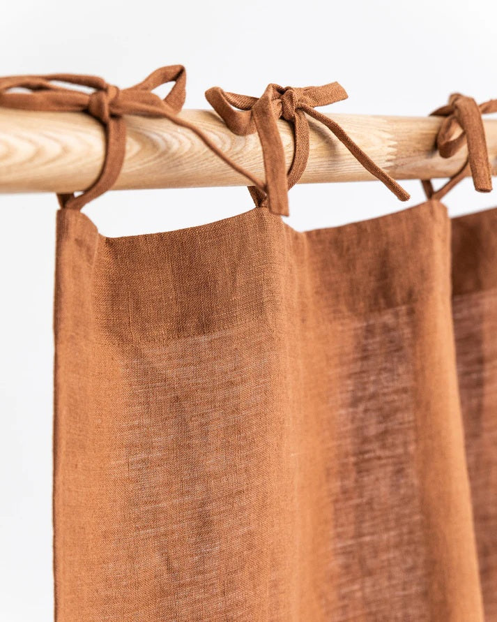 Natural Linen Stonewashed Curtains | Cinnamon