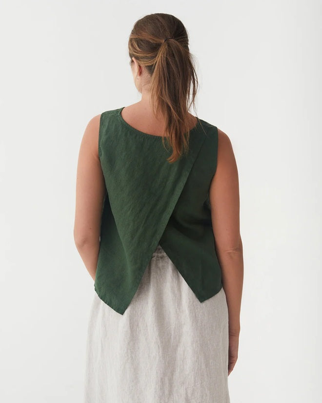 Sardinia Linen Top – Deep Green
