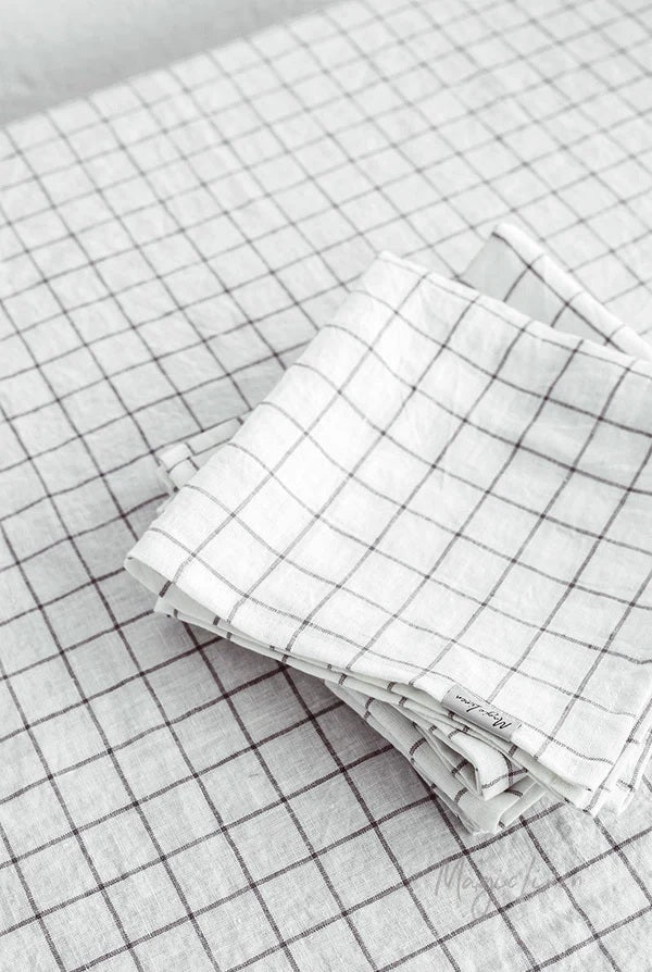 Linen Napkins | Charcoal Grid