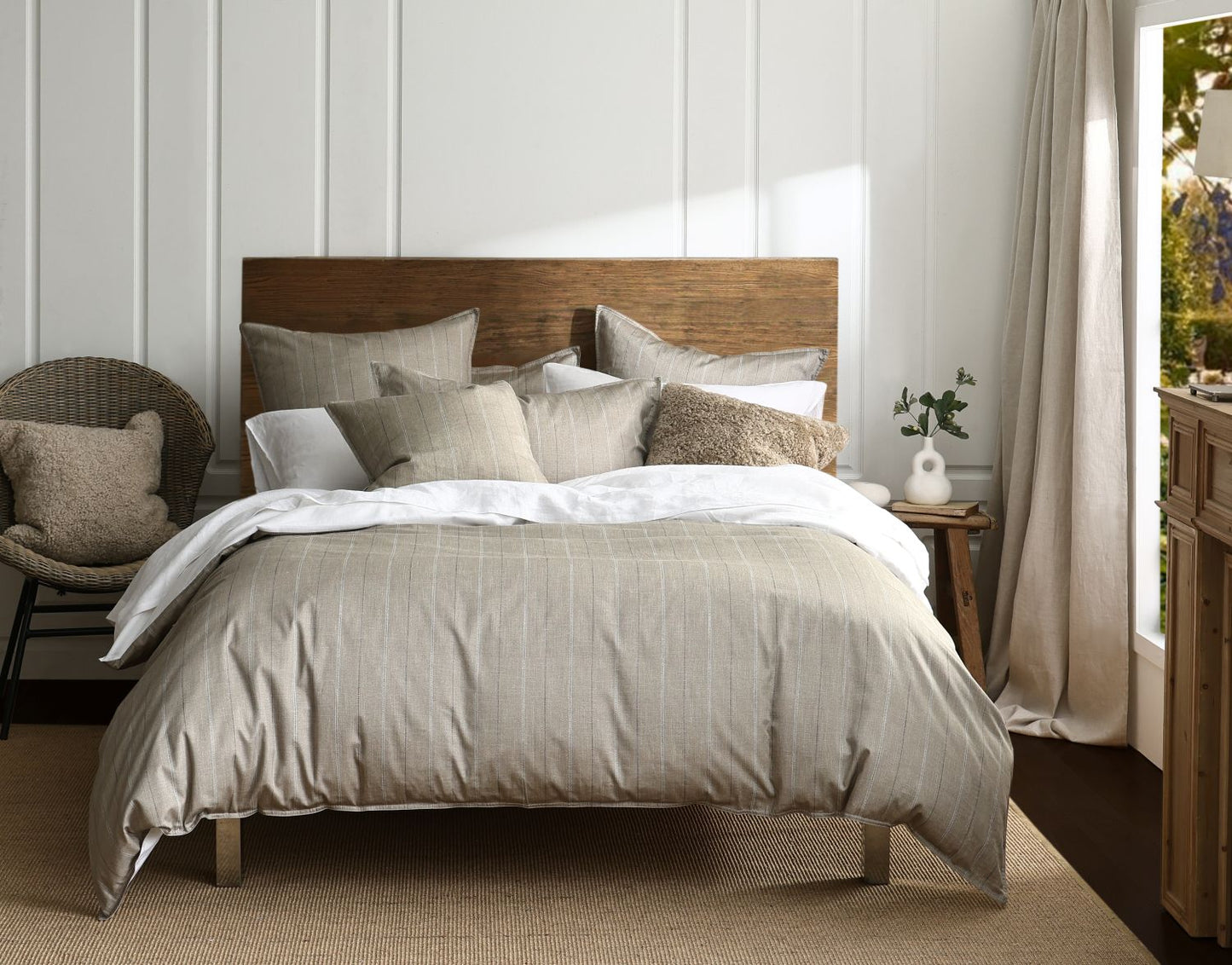 The Natural Grid Duvet Set