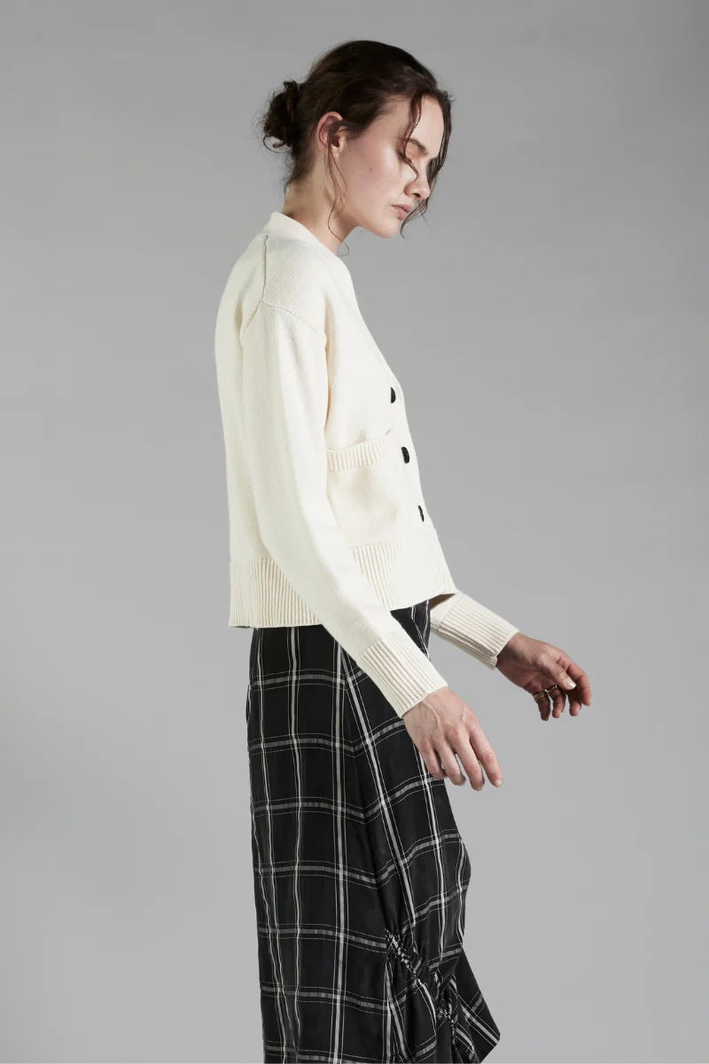 V Neck Cardigan - Off White