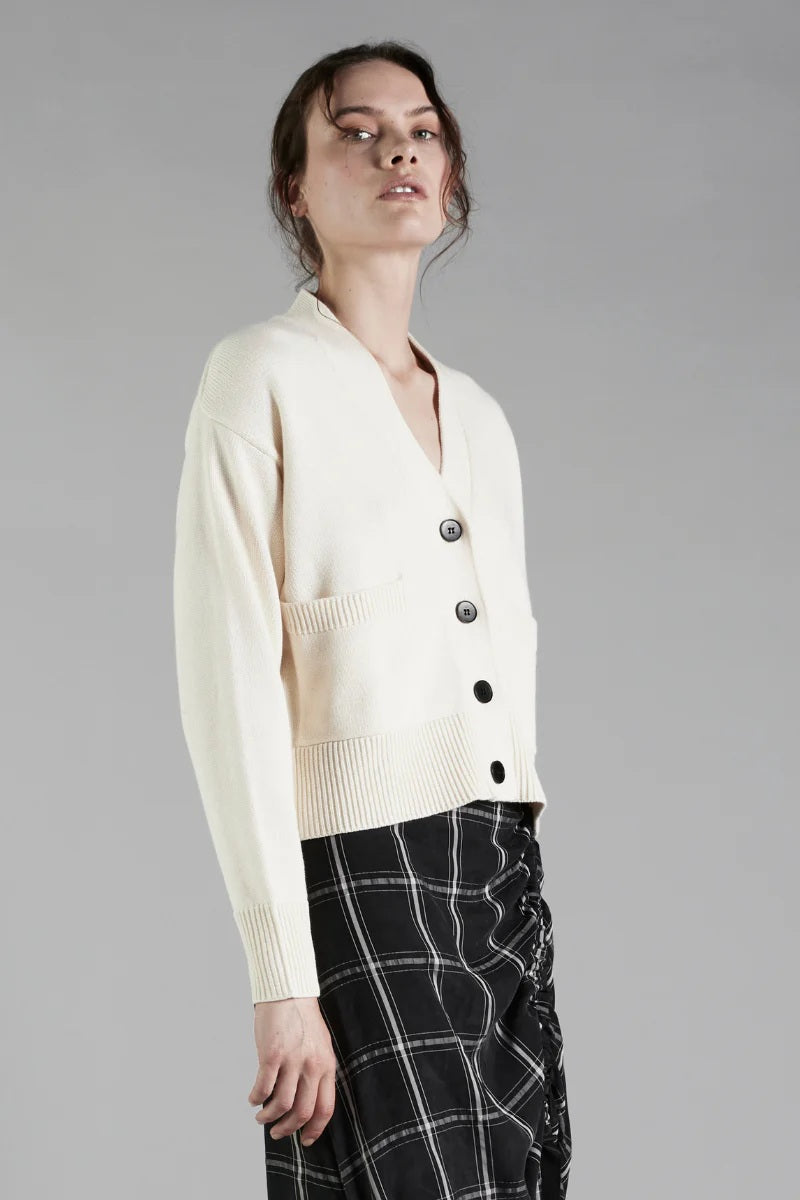 V Neck Cardigan - Off White