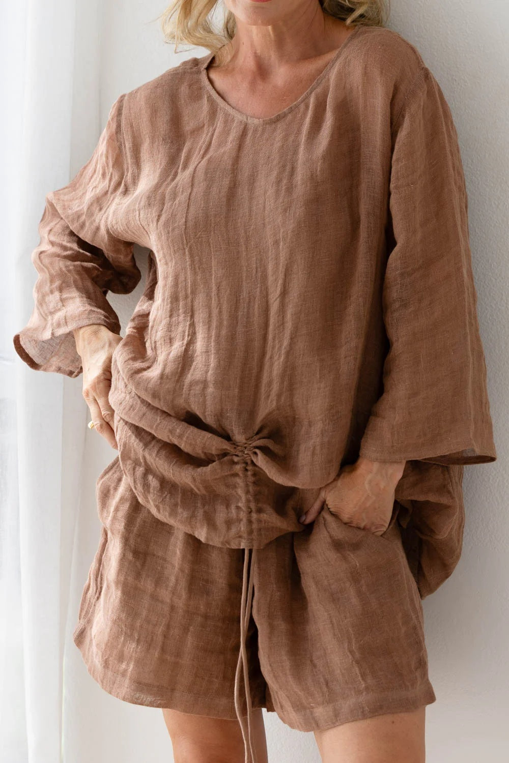 Gauze Linen Shorts | Clay