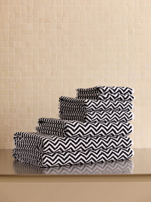 Herringbone Black & White Towels