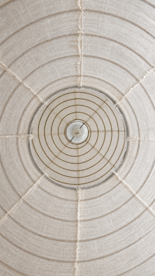 Artisan Oval Linen Pendent - White 60cm