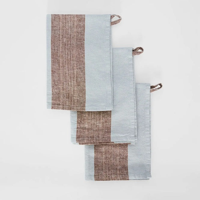 Clay Stripe Linen Tea Towel