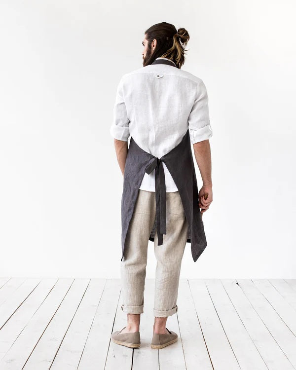 Men's Linen Apron - Charcoal