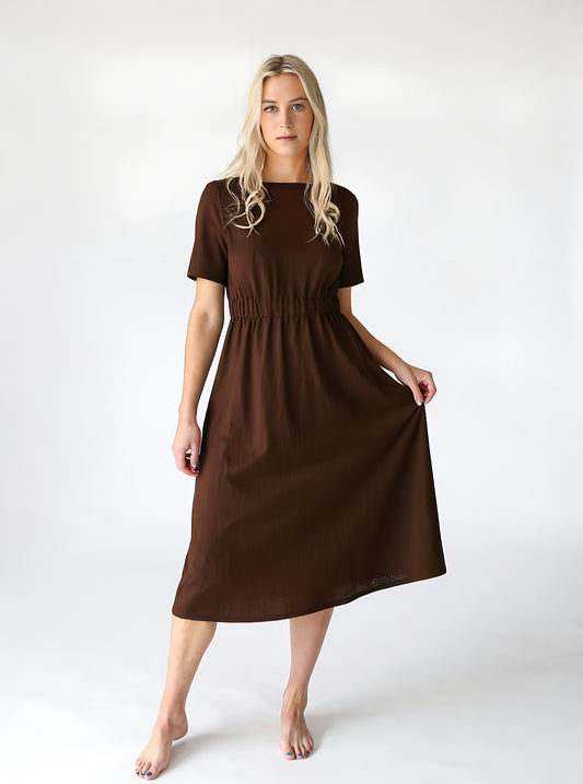 Ava Linen Dress | Cocoa