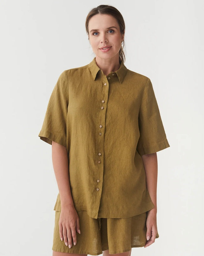 Linen LOIRE in Khaki green