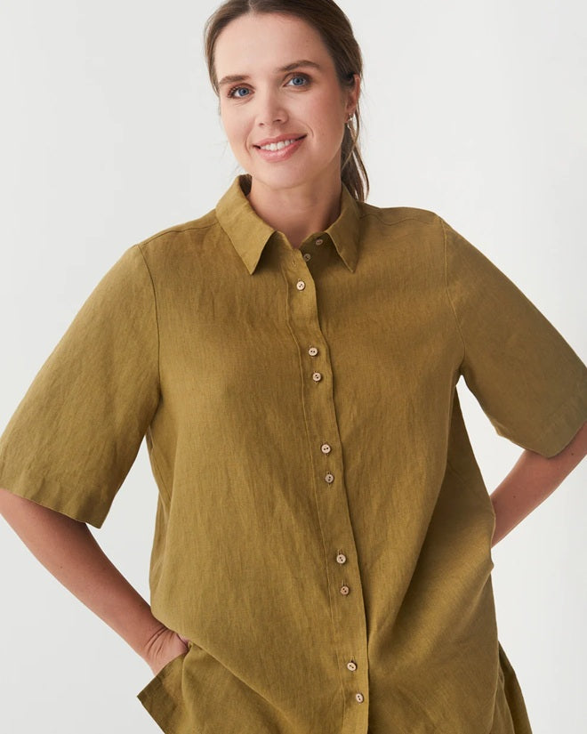 Linen LOIRE in Khaki green