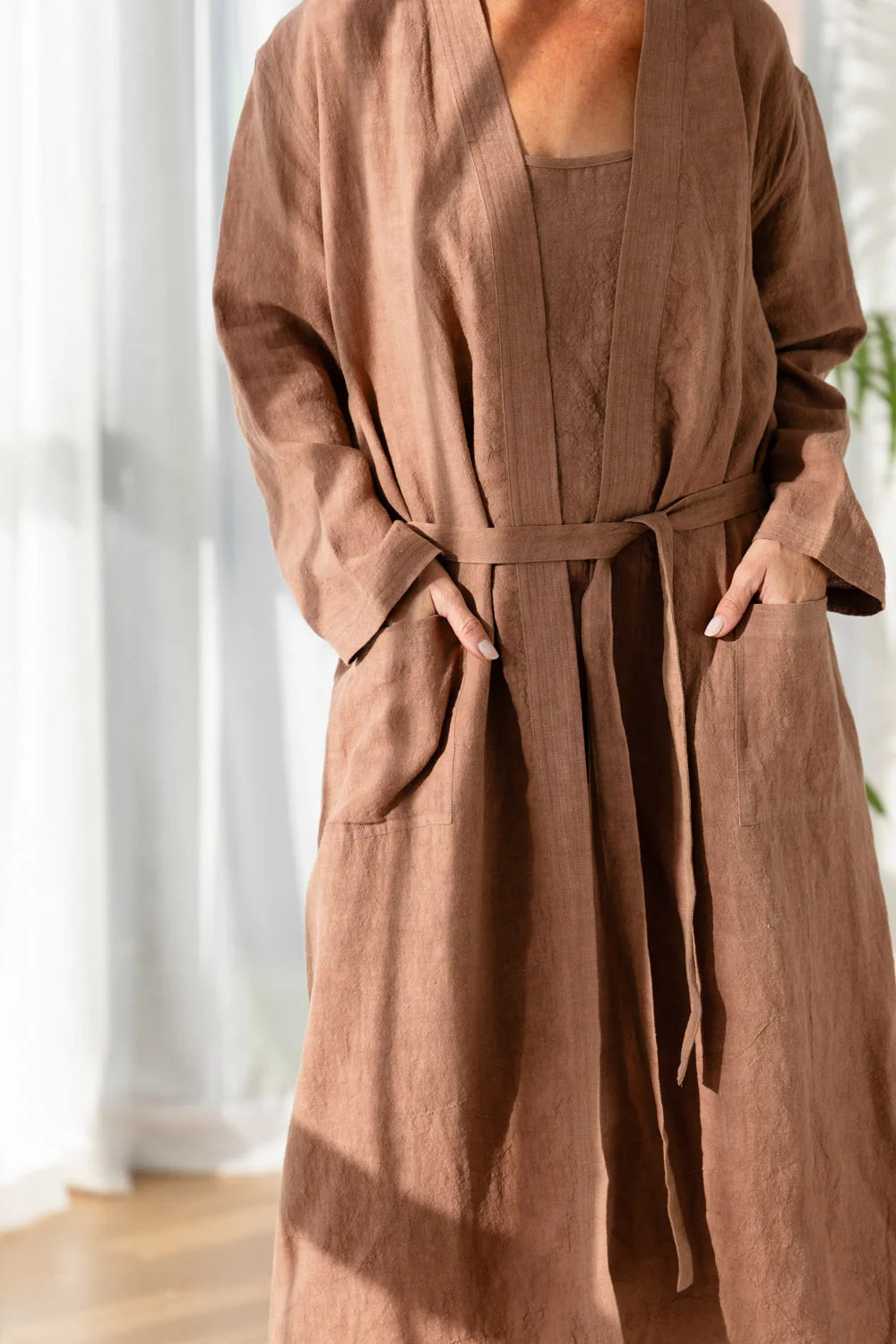 Linen Bathrobe - Clay