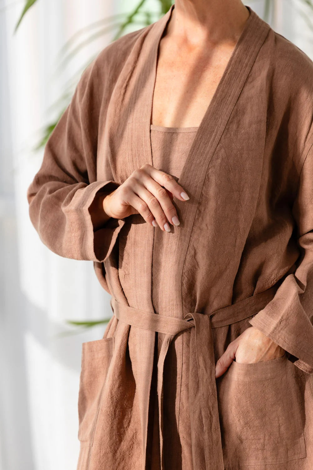 Linen Bathrobe - Clay
