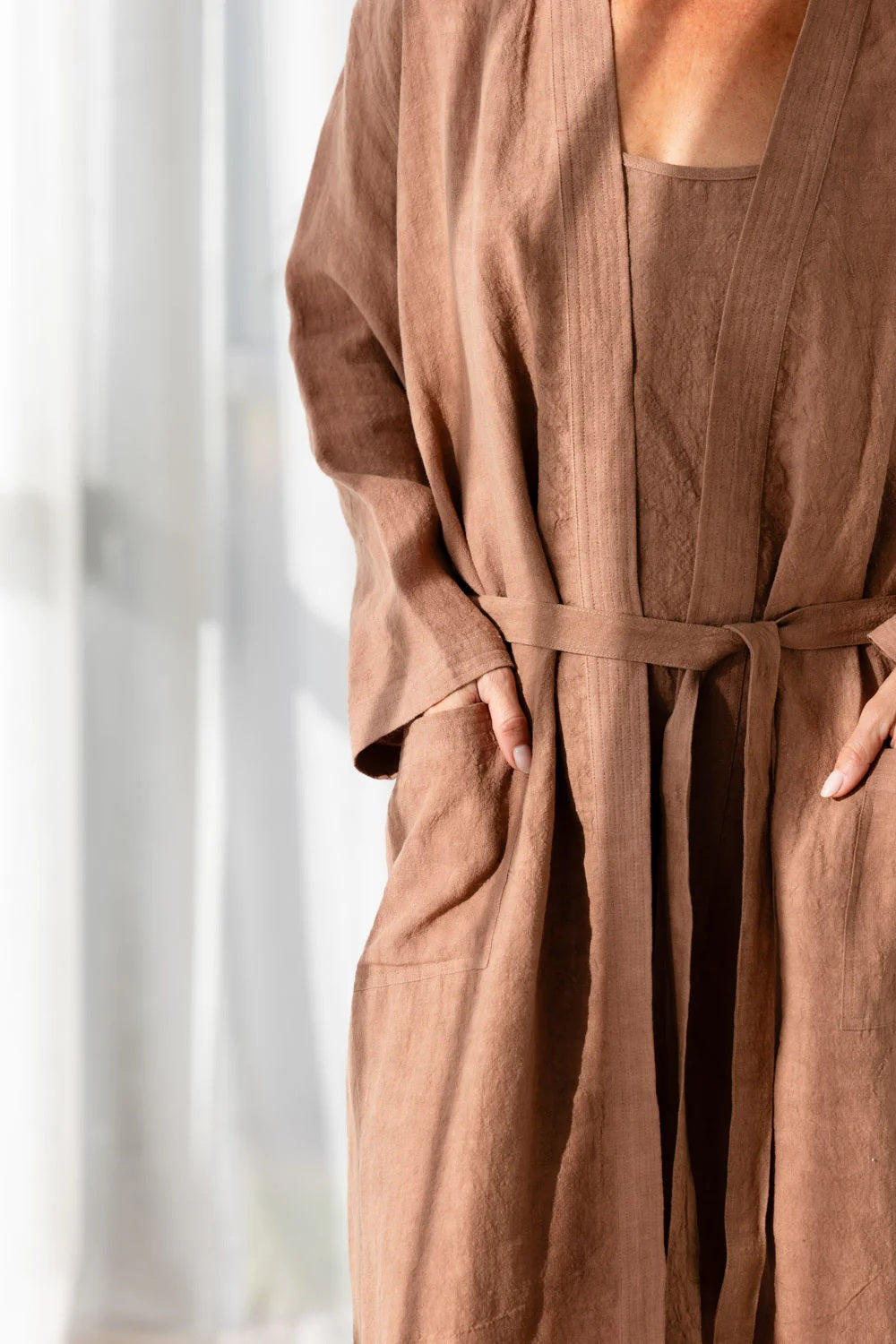 Linen Bathrobe - Clay