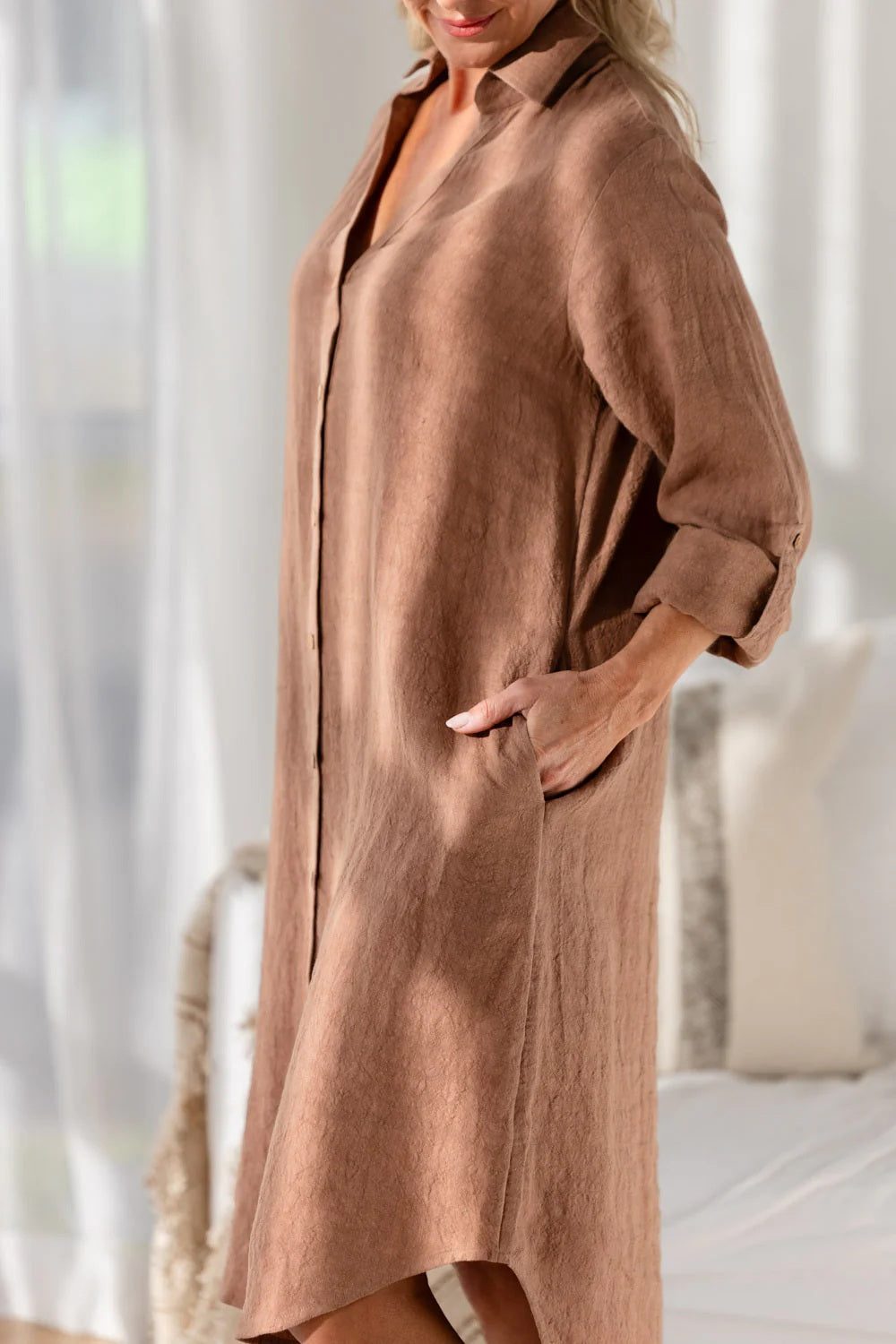 Linen shirt dress | Clay