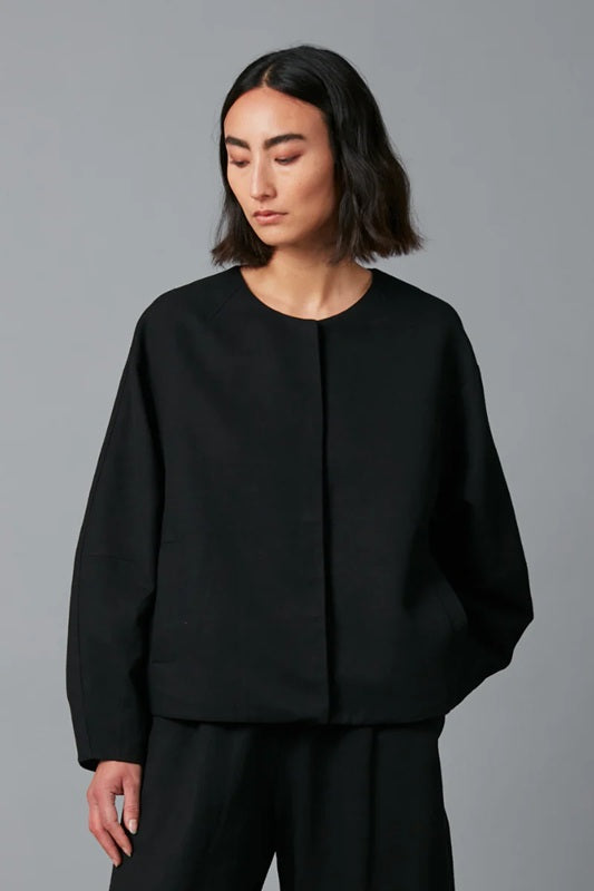 Linen Blend Jacket - Black