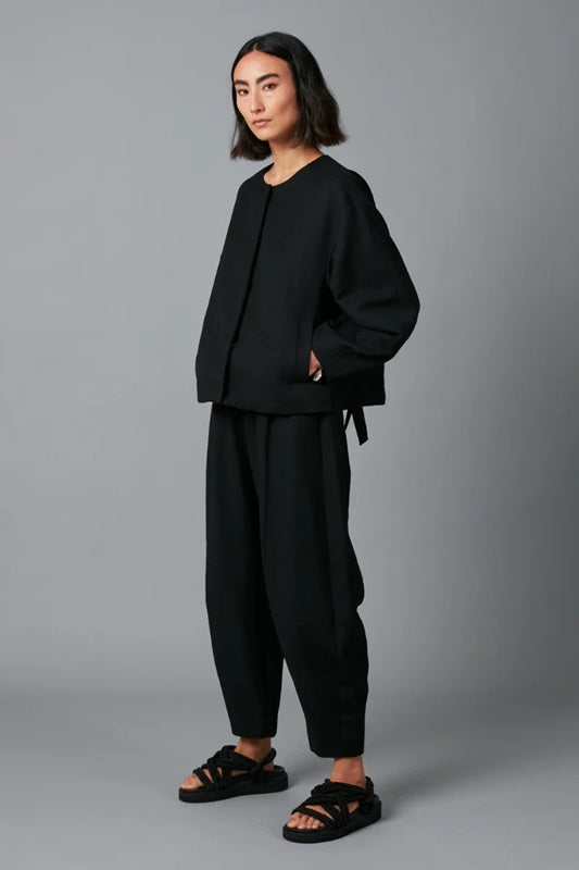 Linen Blend Jacket - Black