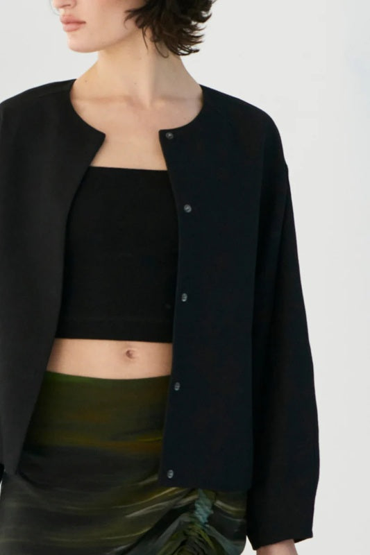 Linen Blend Jacket - Black