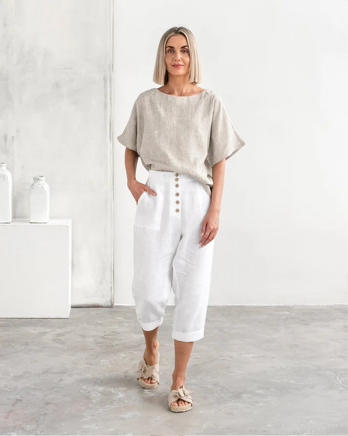 Oversized Linen T-Shirt - Natural
