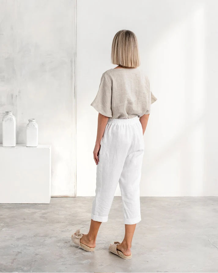 Oversized Linen T-Shirt - Natural