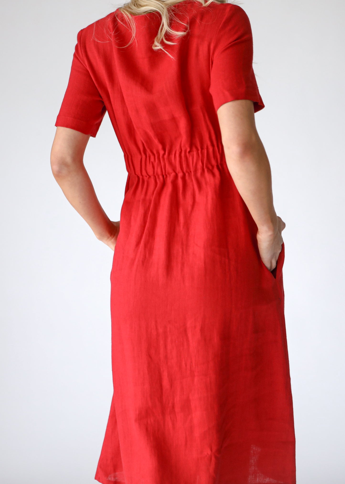 Ava Linen Dress | Red