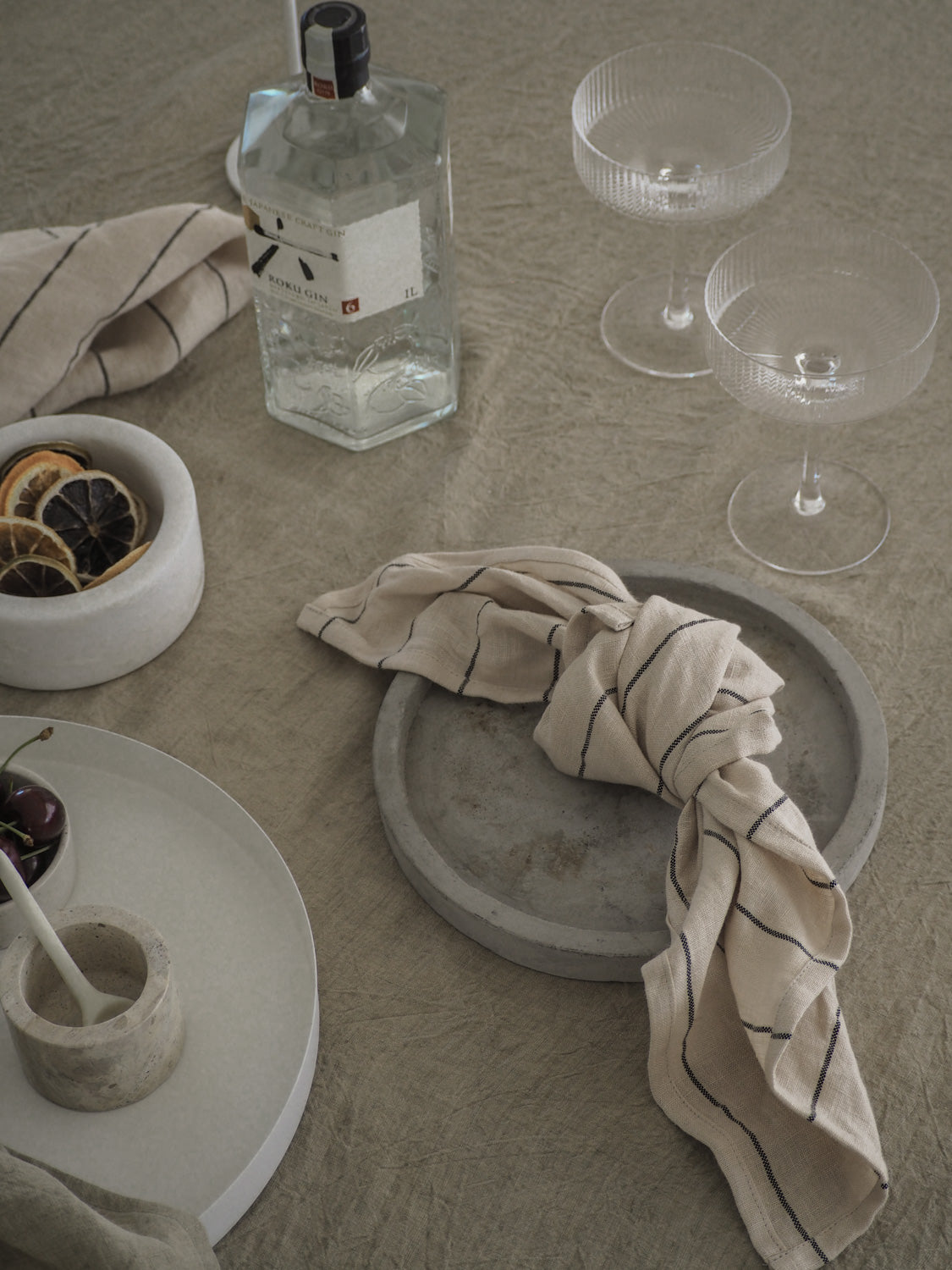 Linen Napkin | Latte Stripe